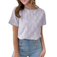 thumbnail image 1 of Summer Women's Round Neck Short Sleeve Embroidered Flower Jacquard T Shirt, 1 of 2