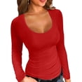 thumbnail image 1 of Summer Women's Scoop Neck Short Sleeve Shirts Ribbed Slim Fitted Casual Basic Top Blouses, 1 of 3