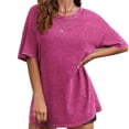thumbnail image 1 of Summer Women's Short Sleeve Shirt Casual Loose Oversize Crew Neck Tunic Tops, 1 of 6