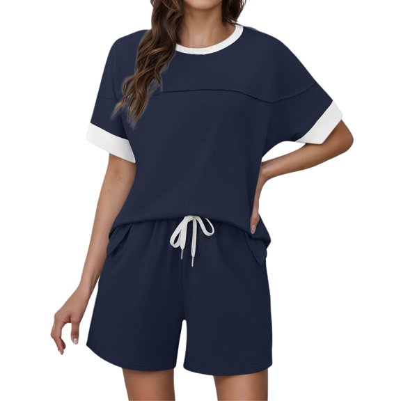 Summer Women's Shorts Suit For Daily And Wear Round Neck Design Versatile Style Comfortable Fit Easy Care For All Occasions