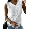 thumbnail image 1 of Summer Women's Sleeveless Lace Tank Tops Crew Neck Casual Elegant Lace Camisole Tops, 1 of 4