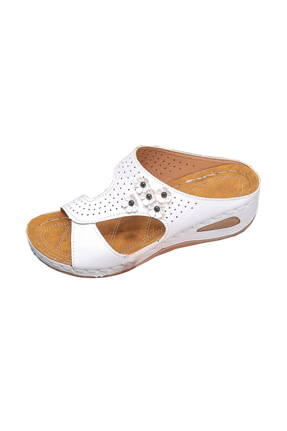Summer Women's Slippers Open Toe Fish Mouth Wedge,Womens Summer Sandal Comfortable Trendy Wedge Platform Arch Support Wide Width Flip Flops Thick Soled Open Heeled Beach Shoes