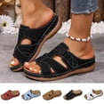 thumbnail image 1 of Summer Women's Slippers Wedge Thick Soled Peep Toe Slip-on Slide Shoes Comfort Lightweight Soft Beach Walking Slides Footwear, 1 of 10