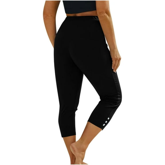 Summer Women’s Solid Color Casual 3/4 Leggings For Daily Wear Women Pants Casual Straight Women's Closed Bottom Sweatpants with Pockets High Waist Workout Pants Casual Trousers Casual Pants for Women