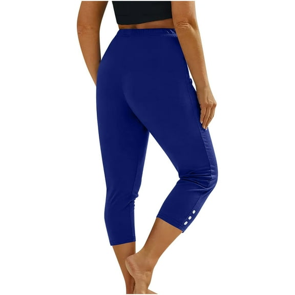 Summer Women’s Solid Color Casual 3/4 Leggings For Daily Wear Women Pants Casual Straight Women's Closed Bottom Sweatpants with Pockets High Waist Workout Pants Casual Trousers Casual Pants for Women