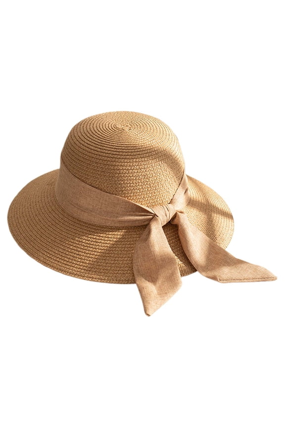 Summer Women's Sun Hat Stylish Wide Brim, Bow Design, Fisherman Style, for Vacation & Outdoor, One Size, Breathable
