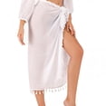 thumbnail image 1 of Summer Women's Tassel Trim Sarong Wrap Skirt, Lightweight Boho Beach Cover Up Pareo, 1 of 4