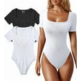 thumbnail image 1 of Summer Women's Yoga Jumpsuit Ribbed Short Sleeve Sports Jumpsuit, 1 of 6