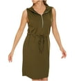thumbnail image 1 of Summer Women's Zipper Dresses with Hood Casual Sleeveless Tank Dress Bodycon Drawstring Hoodie Solid Mini Dress, 1 of 5