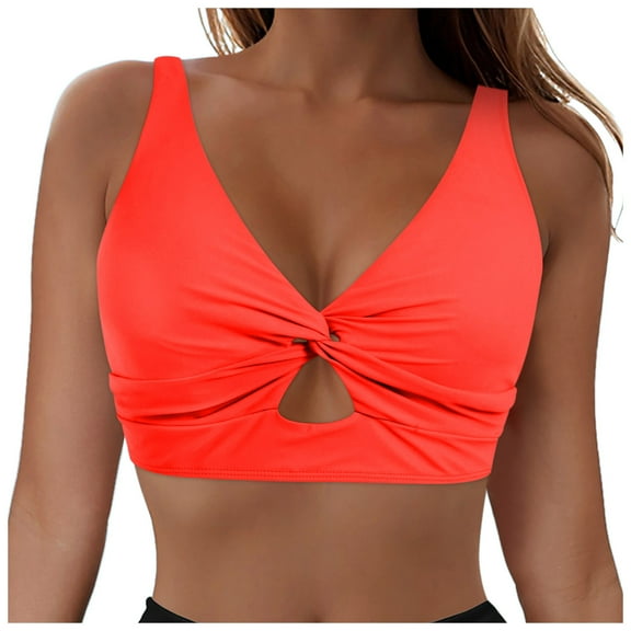 Summer Womens Bikini Bras Support Push-Up No Steel Swim Suits Deep V Neck Swimsuits Cut Out Criss-Cross Swimwear Trends Lightweight Swimdress Beach Vacation Swimwear