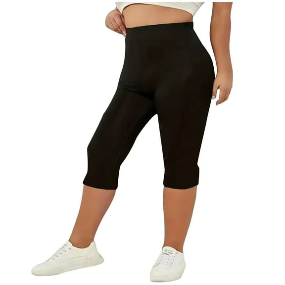 Summer Womens Casual 3D Print Capri Pants Comfy High Waisted Trousers Fit Slim Leg Pants