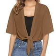 thumbnail image 1 of Summer Womens Casual Short Sleeve Thin Chiffon Cardigan Elegant Shoulder Jacket Lightweight Cardigan Sweaters for Women Tie Front Holiday Sweater Oversized Cardigans for Women Animal Print Kimonos for, 1 of 6