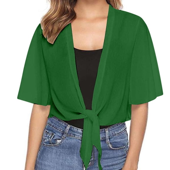 Summer Womens Casual Short Sleeve Thin Chiffon Cardigan Elegant Shoulder Jacket Lightweight Cardigan Sweaters for Women Tie Front Holiday Sweater Oversized Cardigans for Women Animal Print Kimonos for