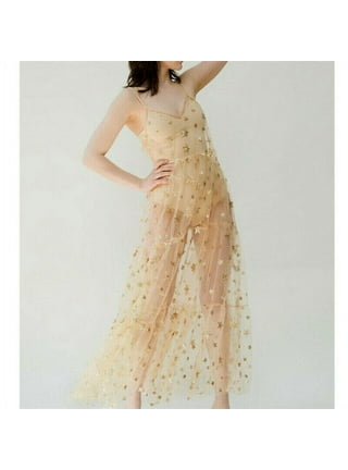 Gold star mesh dress online