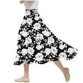 thumbnail image 1 of Summer Womens Midi Skirts Elastic Waisted A-Line Printed Flowy Beach Long Skirts Women Casual Daily Flowy Dresses Black-02 M, 1 of 4