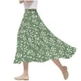 thumbnail image 1 of Summer Womens Midi Skirts Elastic Waisted A-Line Printed Flowy Beach Long Skirts Women Casual Daily Flowy Dresses Green M, 1 of 5