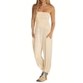 thumbnail image 1 of Summer Womens Off Shoulder Loose Casual Onesie Jumpsuits Backless Long Pants Baggy Rompers with Pockets, 1 of 4