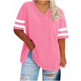 thumbnail image 1 of Summer Womens Plus Size T Shirts Clothes Short Sleeved Solid Casual V Neck Workout Shirts Top Tees Summer Base Tops (Plus Size In Available) —3XL, 1 of 4