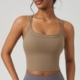 thumbnail image 1 of Summer Womens Plus Size Tank Tops Built In Bras Sleeveless Round-Neck Solid Casual Regulars Khaki Fitted Tank Tops S-XL, 1 of 5