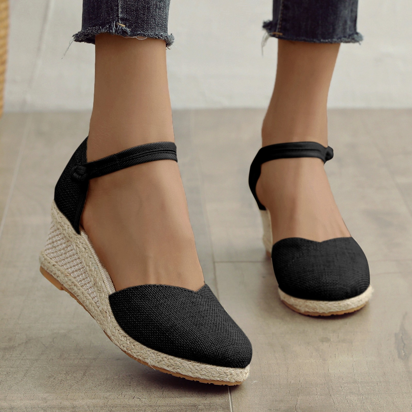 Cork wedge closed toe shoes shop