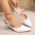 thumbnail image 1 of Summer Womens Sandals Casual Solid Color Pointed Toe Heels Versatile High Heels Shoes White Sandals For Women Size 6, 1 of 9