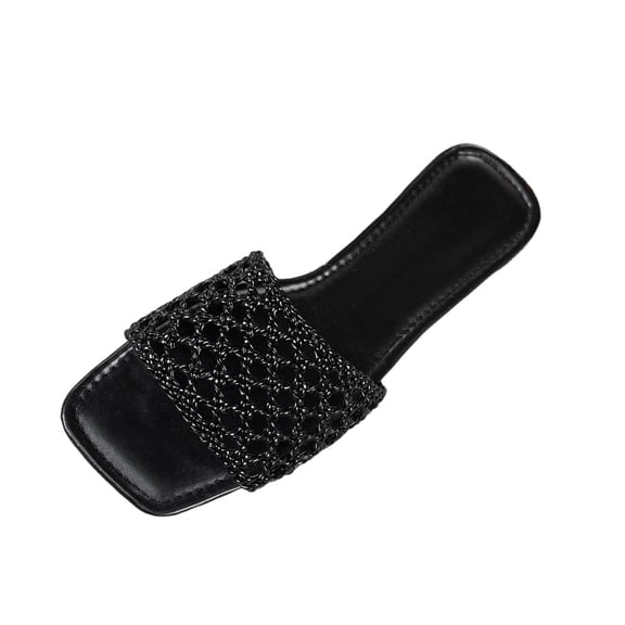 Summer Womens Sandals Casual Versatile Style Toe Hollowed-Out Solid Color Flat Slippers Black Flats For Women Size 5.5