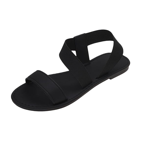 Summer Womens Sandals Flat Sandals with Elastic Straps,Open Toe Slip-On Shoes
