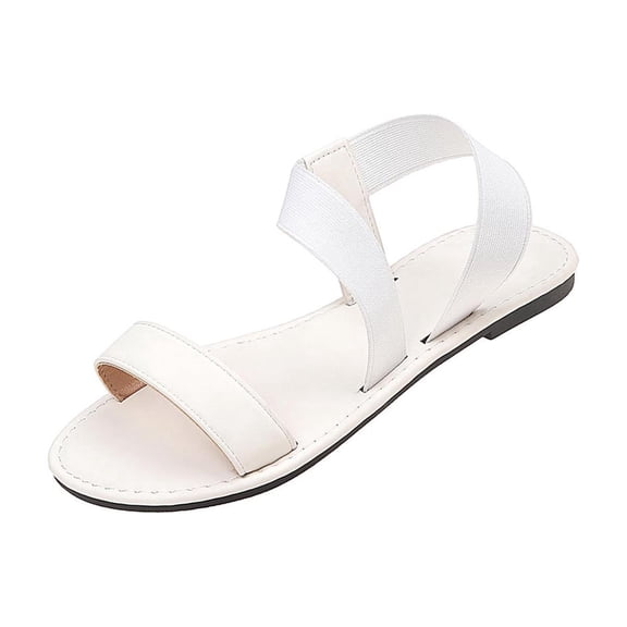Summer Womens Sandals Flat Sandals with Elastic Straps,Open Toe Slip-On Shoes