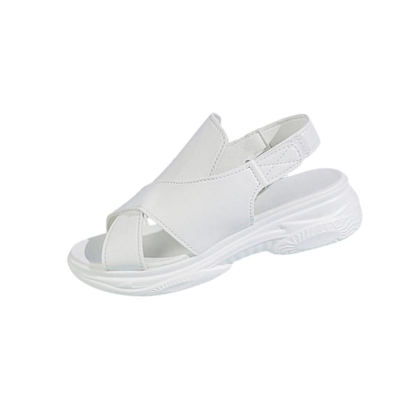 Summer Womens Sandals Leather Slingback Sandals with Platform Sole and Adjustable Strap