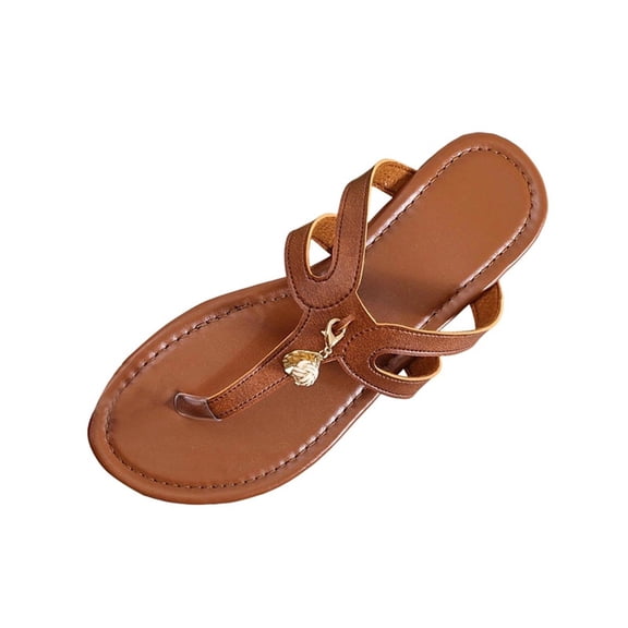 Summer Womens Sandals Versatile Flat Decorative Beach Shoes Comfortable Slippers
