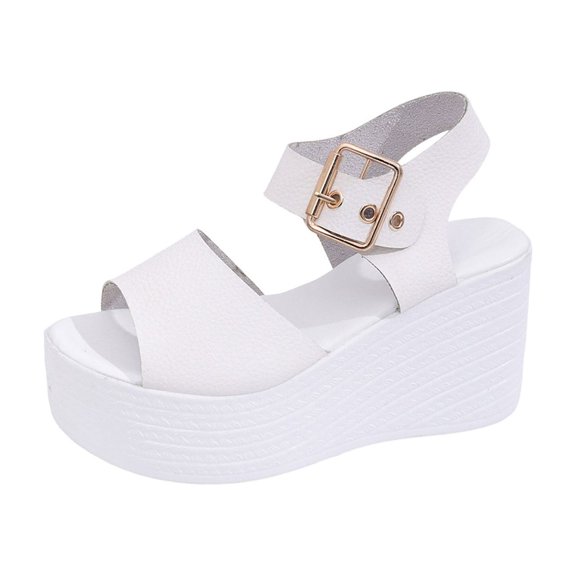 Summer Womens Sandals Versatile Peep-Toe Wedge Heel Height Increase Comfortable Sandals