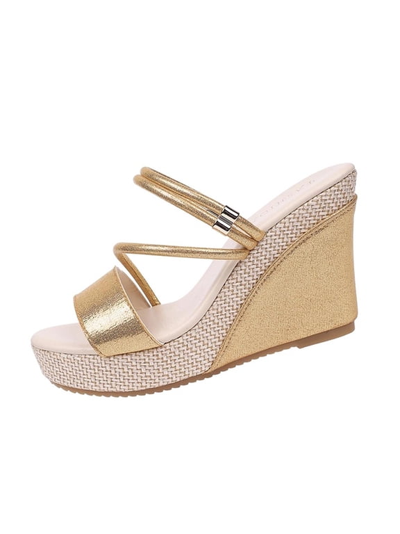 Summer Womens Sandals Versatile Two-Way Breathable Wedge Heel Comfortable Sandals