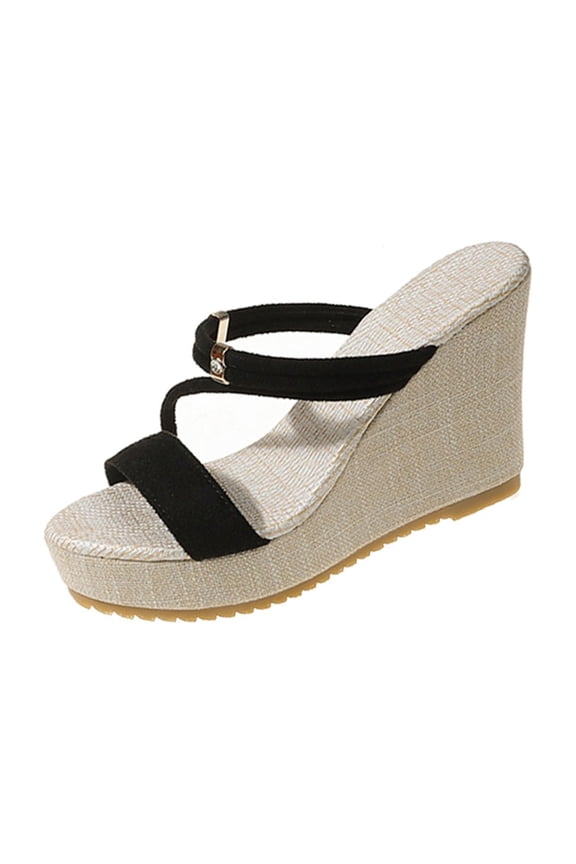 Summer Womens Sandals Versatile Two-Way Peep-Toe Wedge Heel Comfortable Slippers