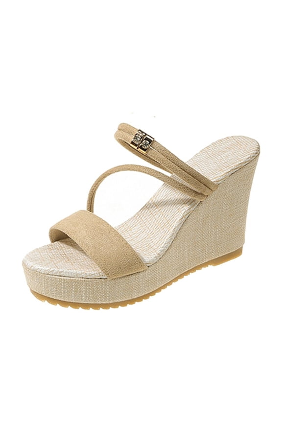 Summer Womens Sandals Versatile Two-Way Peep-Toe Wedge Heel Comfortable Slippers