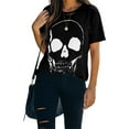thumbnail image 1 of Summer Womens Short Sleeve Cotton Graphic Shirts Crewneck Tees Skull Distressed T Shirt Loose Casual Tops, 1 of 5