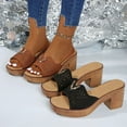 thumbnail image 1 of Summer Womens Slippers with Thick Sole Chunky Heel Square Toe Slip-on Slides Slippers Beach Flat Sandals Casual Summer Shoes, 1 of 10
