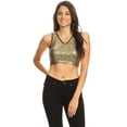 thumbnail image 1 of Summer Womens Sparkle Stripe Front Sequin Slim Fit Cropped Vest Tank Tops, 1 of 5