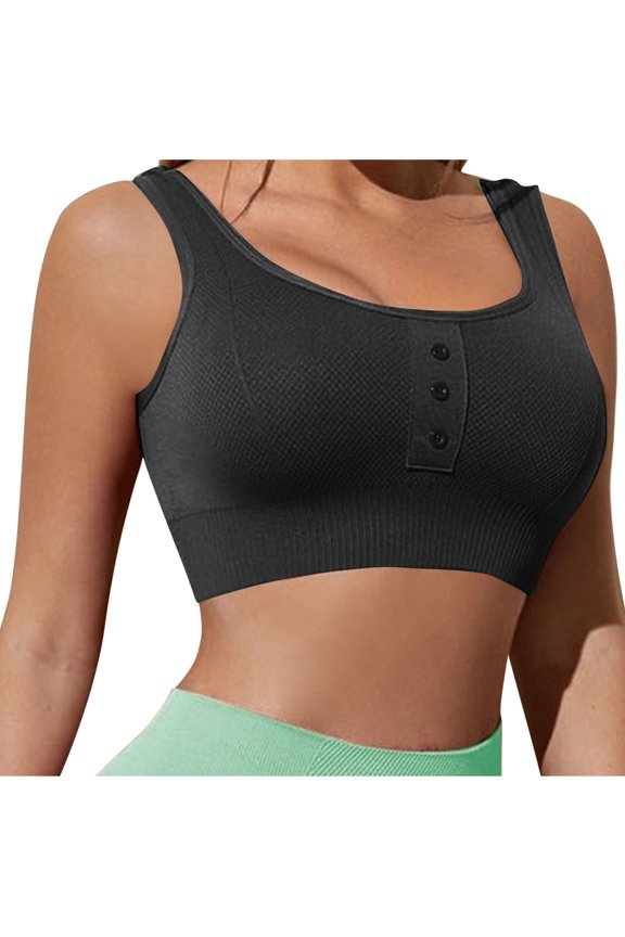 Summer Womens Sports Tank Tops Front Buckle Bras Anti-Sagging Support Push-Up Bra Plain Croped Cami Breathable Comfortable Vest Training Yoga Vest Tops