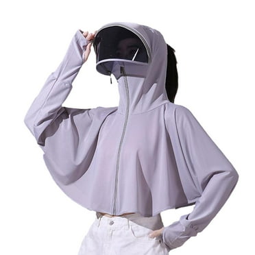 Summer Womens Sun Protection Clothing Light and Breathable Beach Hooded Ice R✨. F4G0
