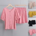 thumbnail image 1 of Summer Womens Sweat Set Fashion 2 Piece Outfit Loose Home Suit Set Thin Cardigan Short Sleeved Spring/Summer Matching Outfits 2026 — Watermelon Red∣L, 1 of 6