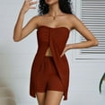 thumbnail image 1 of Summer Womens Sweat Set Plus Size 2 Piece Outfit Casual Solid Color Strapless And Shorts 2026 Outfit Sets Tracksuits — Brown∣2XL, 1 of 7