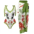 thumbnail image 1 of Summer Womens Swimwear One-Piece Swimsuit Lace Up Bikini Long Skirt Chiffon Two-Piece Set, 1 of 6