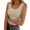 thumbnail image 1 of Summer Womens Tank Tops 2024 Square Neck Fitted Sleeveless Shirts for Women Ribbed Basic Top 2026 Spring Summer Limited-time offer, 1 of 4