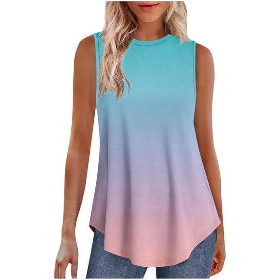 Summer Womens Tank Tops 2026 Casual Ladies Crew Neck Tank Tops Loose Fit Sleeveless Tshirt Comfy Basic Shirts Camisole Vests Dressy Tunic Cotton Lounge Soft Comfy Solid Color Daliywear