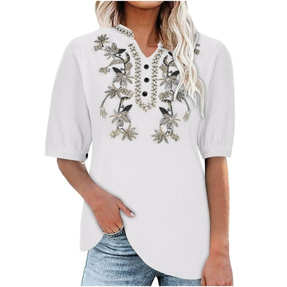 Summer Womens Tops 2024 Plus Size Fashion Cotton Linen V-neck Short Sleeved Solid Color T-shirt Tops