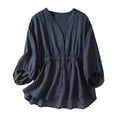 thumbnail image 1 of Summer Womens Tops 2025 Cotton and Linen Plus Size Casual T-Shirt Short Sleeve V-Neck Sweatshirt Tops Blouse, 1 of 9