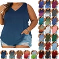 thumbnail image 1 of Summer Womens Tops 2026 Fashion Plus Size Casual Comfortable Printed Sleeveless V-Neck Blouse Tank Tops, 1 of 8
