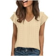 thumbnail image 1 of Summer Womens Tops Shirts 2026 Fashion Plus Size Solid Color V-neck Short-sleeved T-shirt, 1 of 8