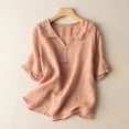 thumbnail image 1 of Summer Womens Tops Top for Women Fashion Women's Summer Short Sleeve Turndown Collar Solid Regular Tank Tops Orange XL, 1 of 6