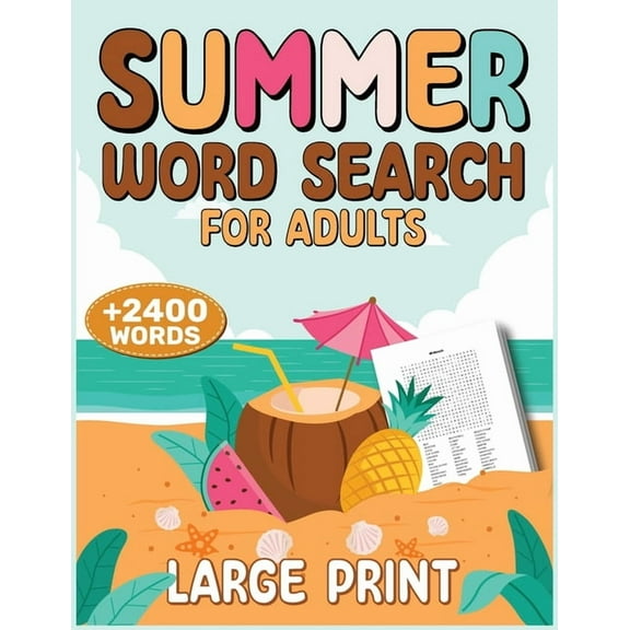 Summer Word Search for Adults: 2400+ Words, Puzzle Word Search Book, Activity Books, (Paperback)